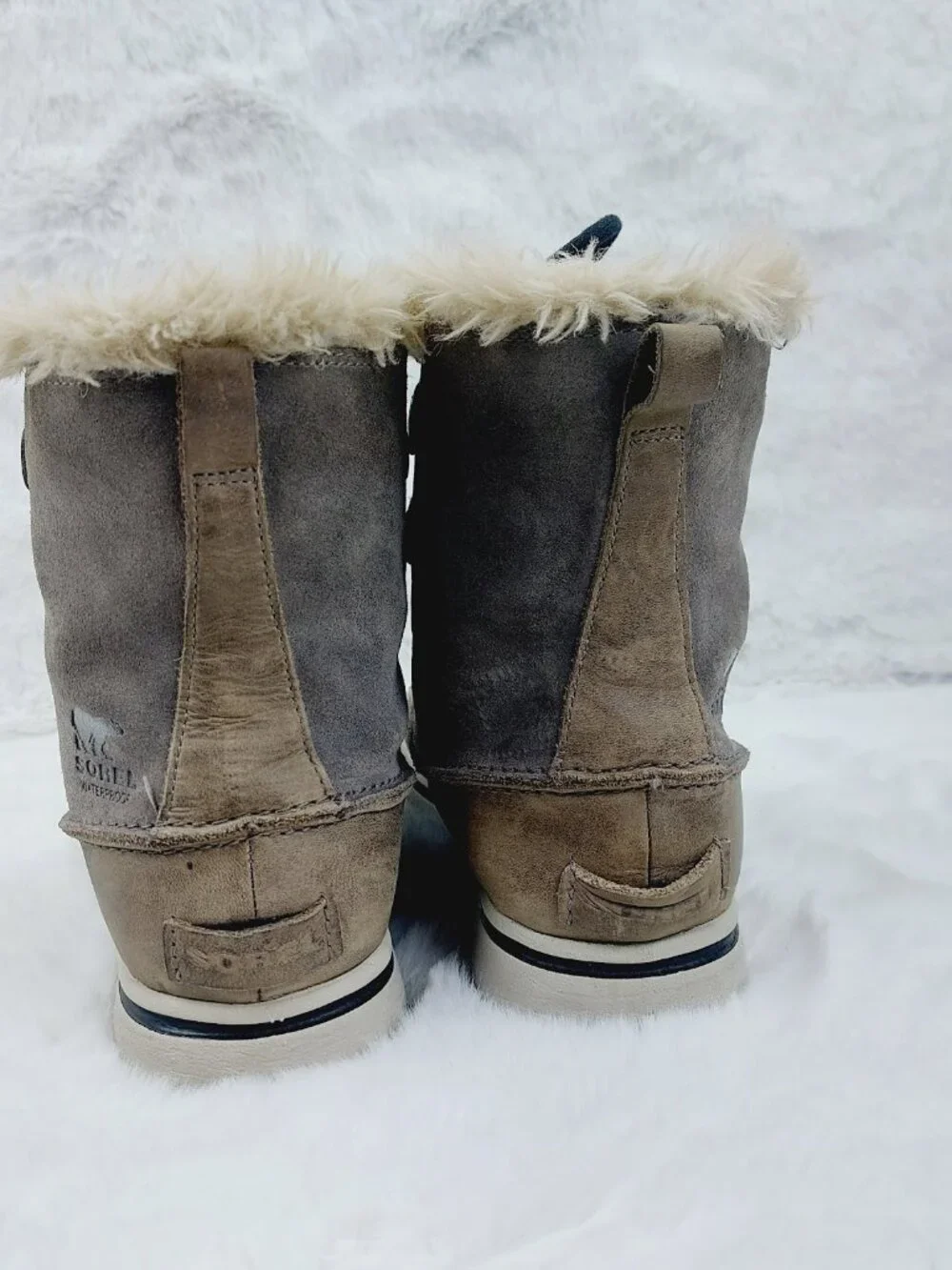 Sorel Women's Gray Taupe Cozy Joan Leather Classic Ankle Winter Boots Size 8.5